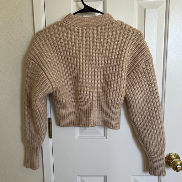 ZARA Women Chunky Sweater Cardigan 2488/117, Tan/Sand, Size XS - Picture 2 of 7